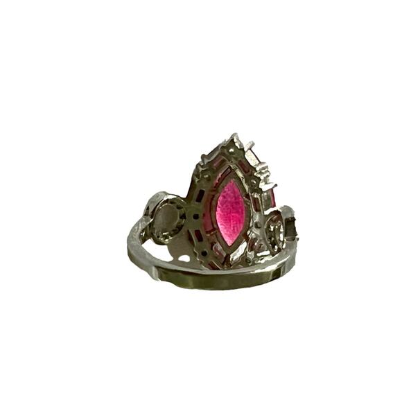 Pink Marquise Cut Stone set in 925 Sterling Silver Ring - Picture 6 of 11